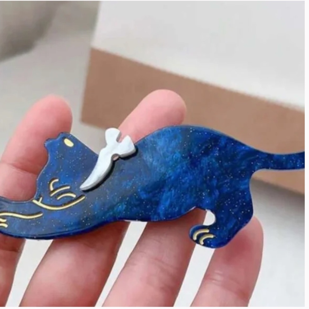 ⭐️❤️ FREE Cat Kitten Chic Modern Trendy Girly Hipster Glam Hair Barrette Clip